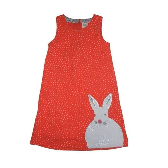 Mini Boden Red Bunny Appliqué Corduroy Pinafore Dress 5-6 Years - Picture 1 of 8
